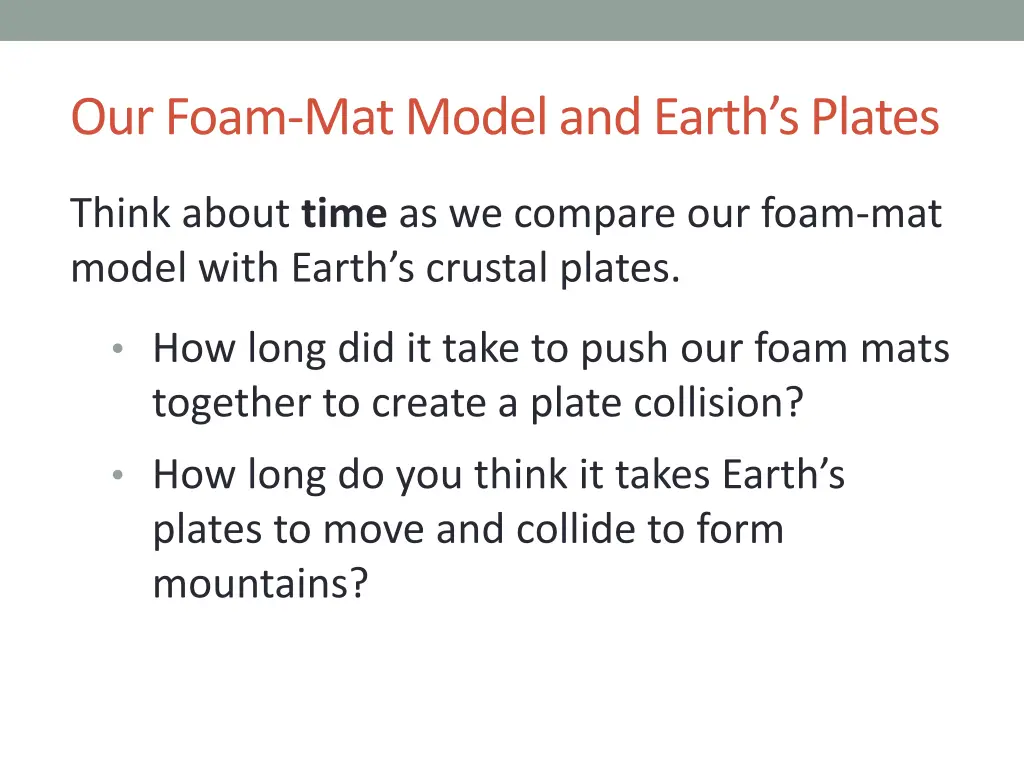 our foam mat model and earth s plates 1