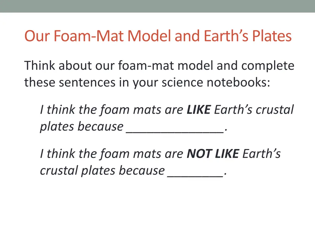 our foam mat model and earth s plates