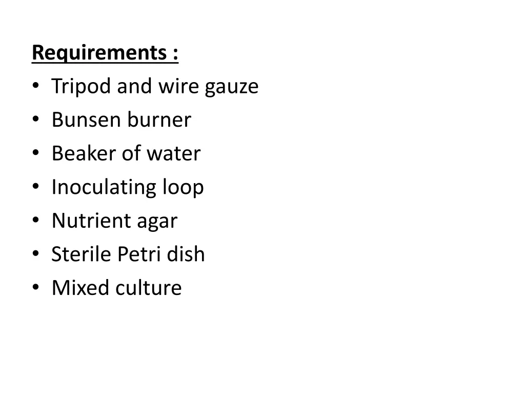 requirements tripod and wire gauze bunsen burner