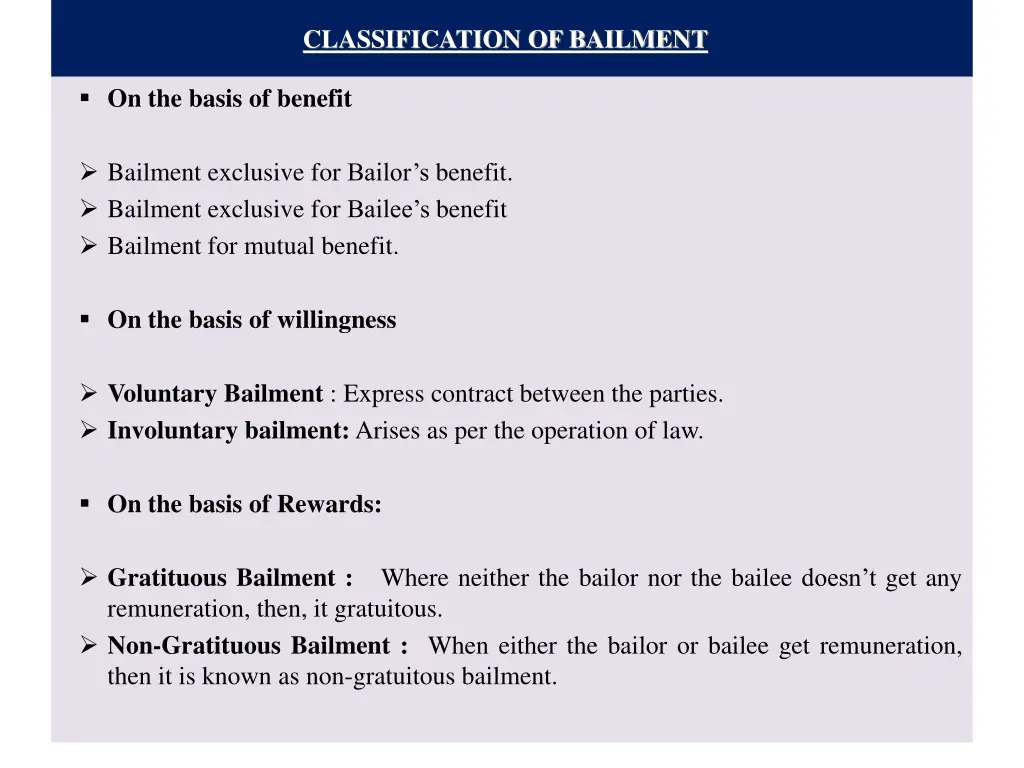 classification of bailment