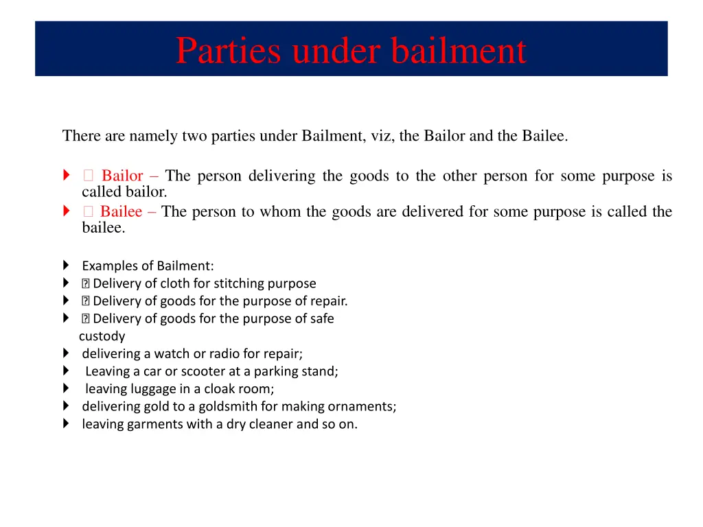 parties under bailment