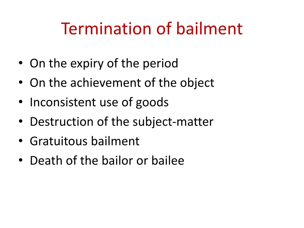 termination of bailment