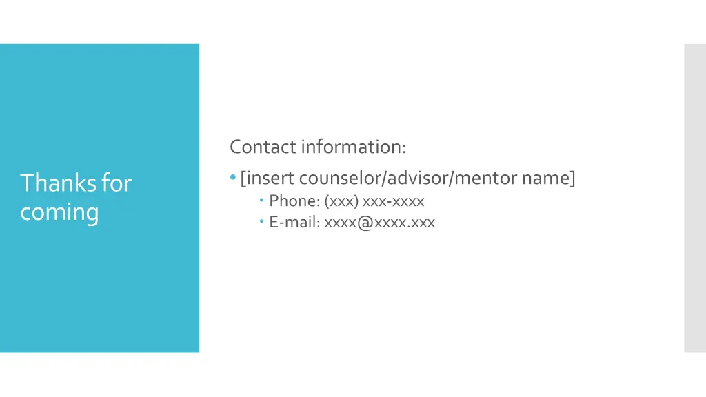 contact information insert counselor advisor