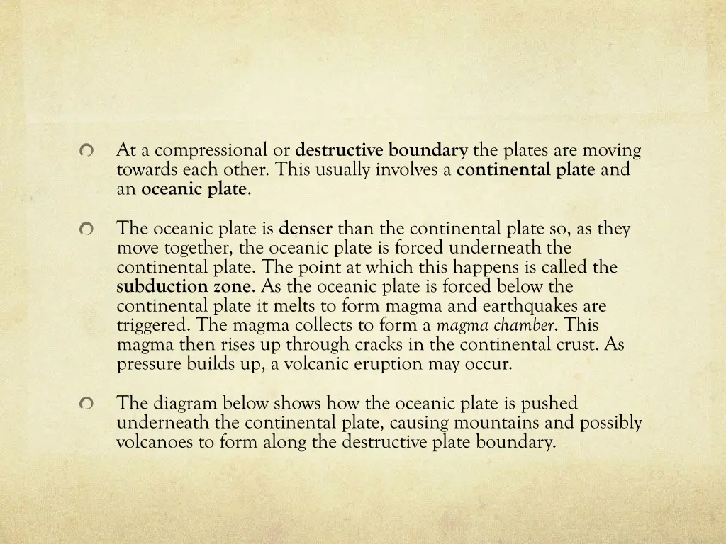 at a compressional or destructive boundary