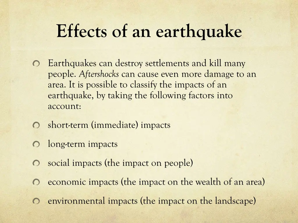 effects of an earthquake