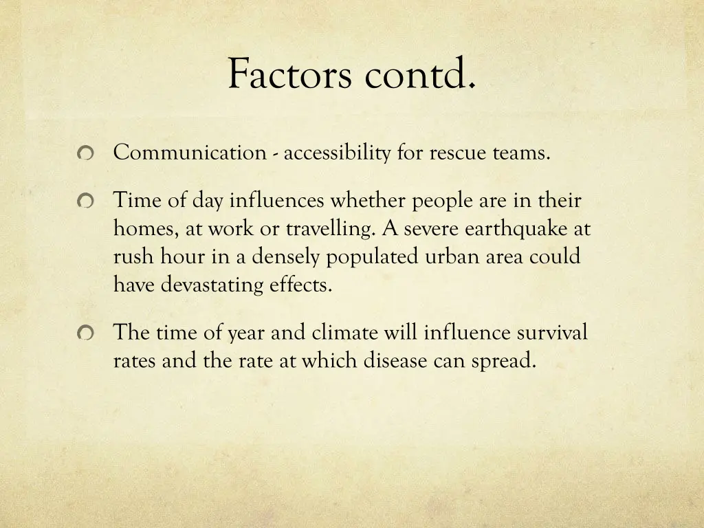 factors contd