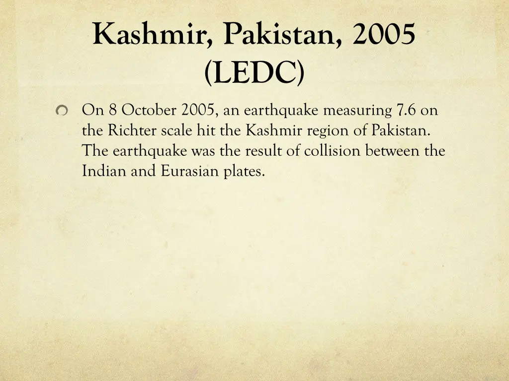 kashmir pakistan 2005 ledc