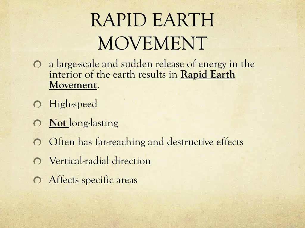 rapid earth movement a large scale and sudden