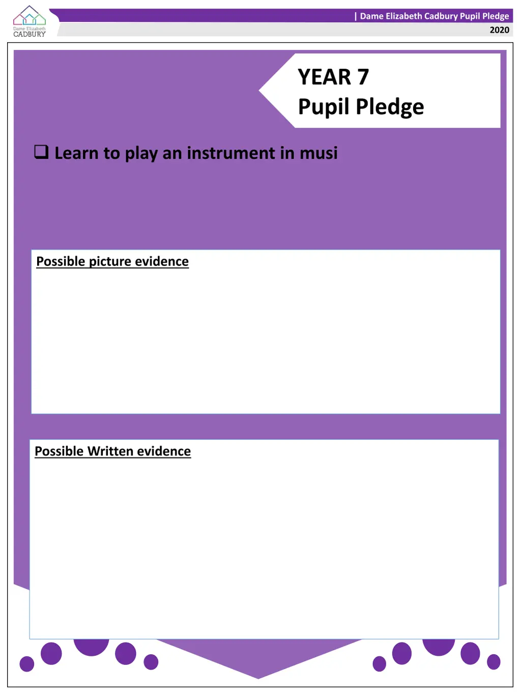 dame elizabeth cadbury pupil pledge 14