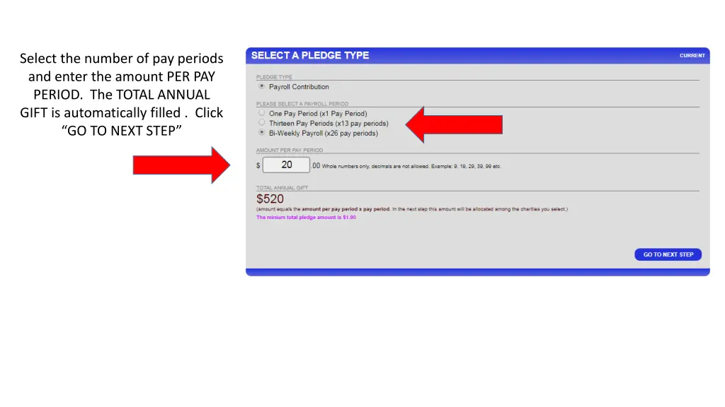 select the number of pay periods and enter