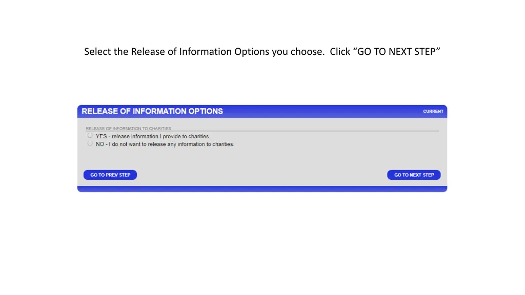 select the release of information options