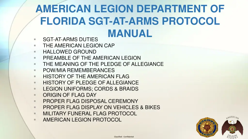 american legion department of florida sgt at arms