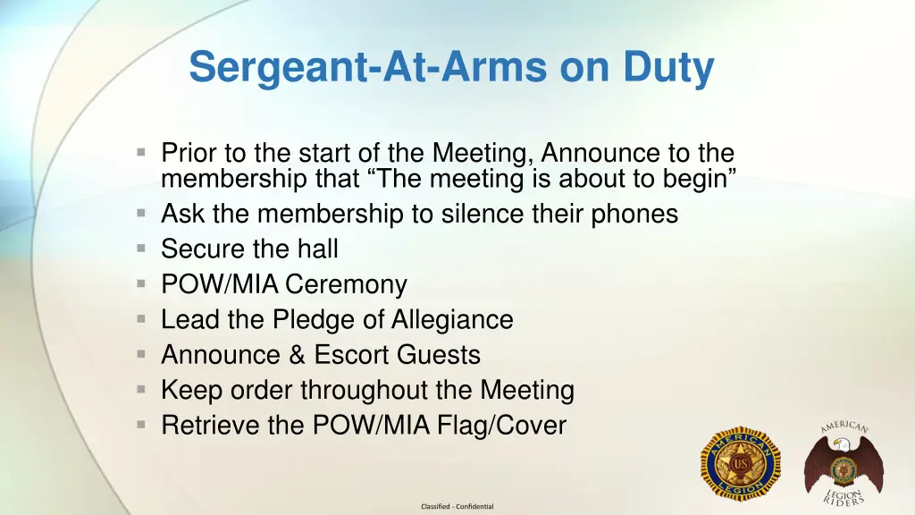 sergeant at arms on duty