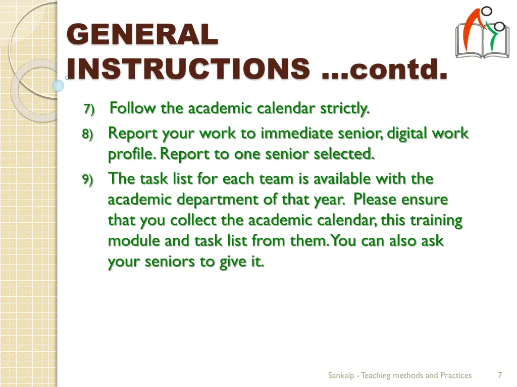 general instructions contd