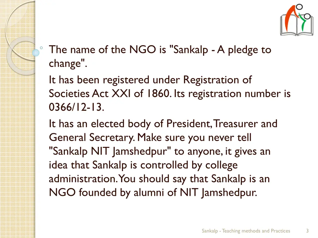 the name of the ngo is sankalp a pledge to change