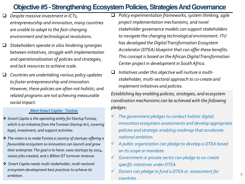 objective 5 strengthening ecosystem policies