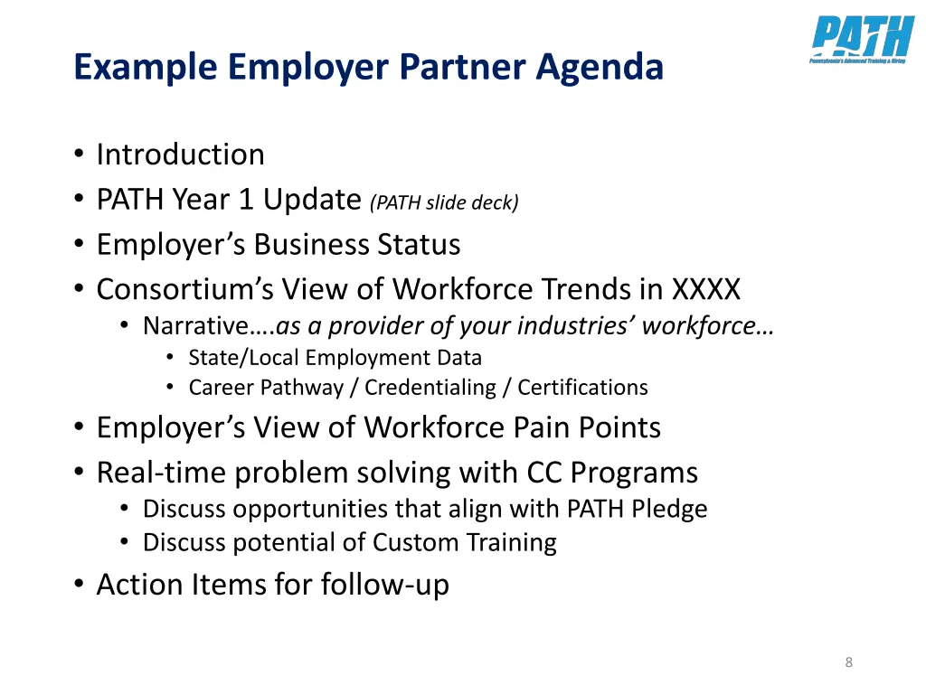 example employer partner agenda