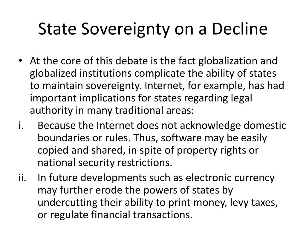 state sovereignty on a decline