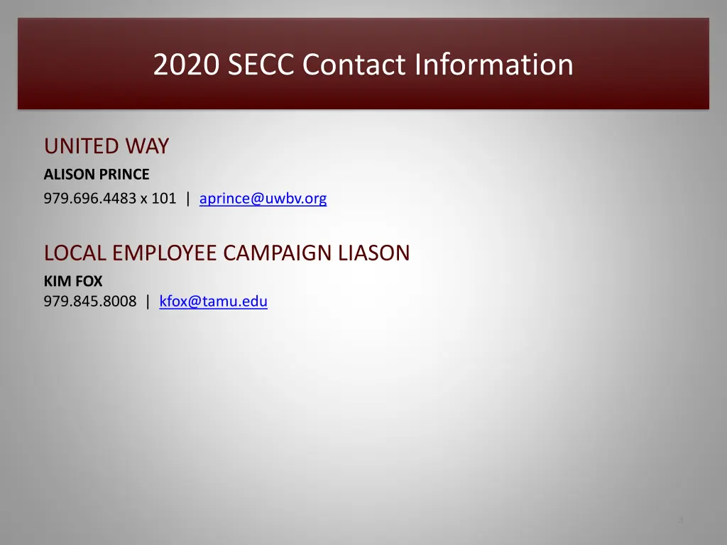 2020 secc contact information