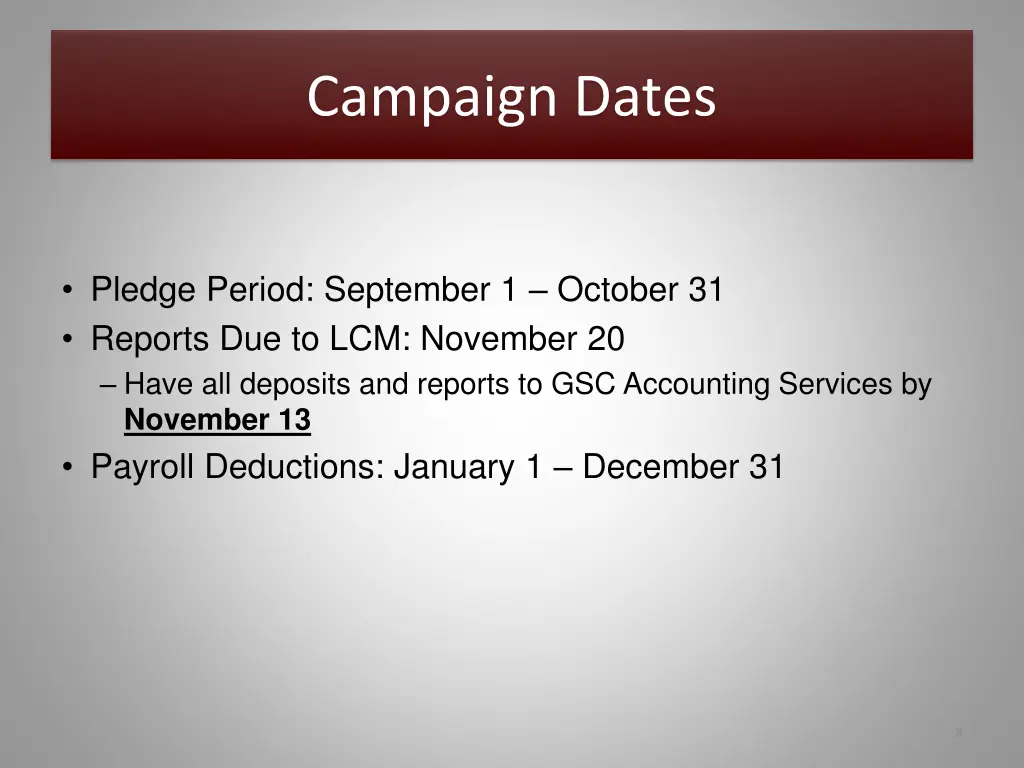 campaign dates