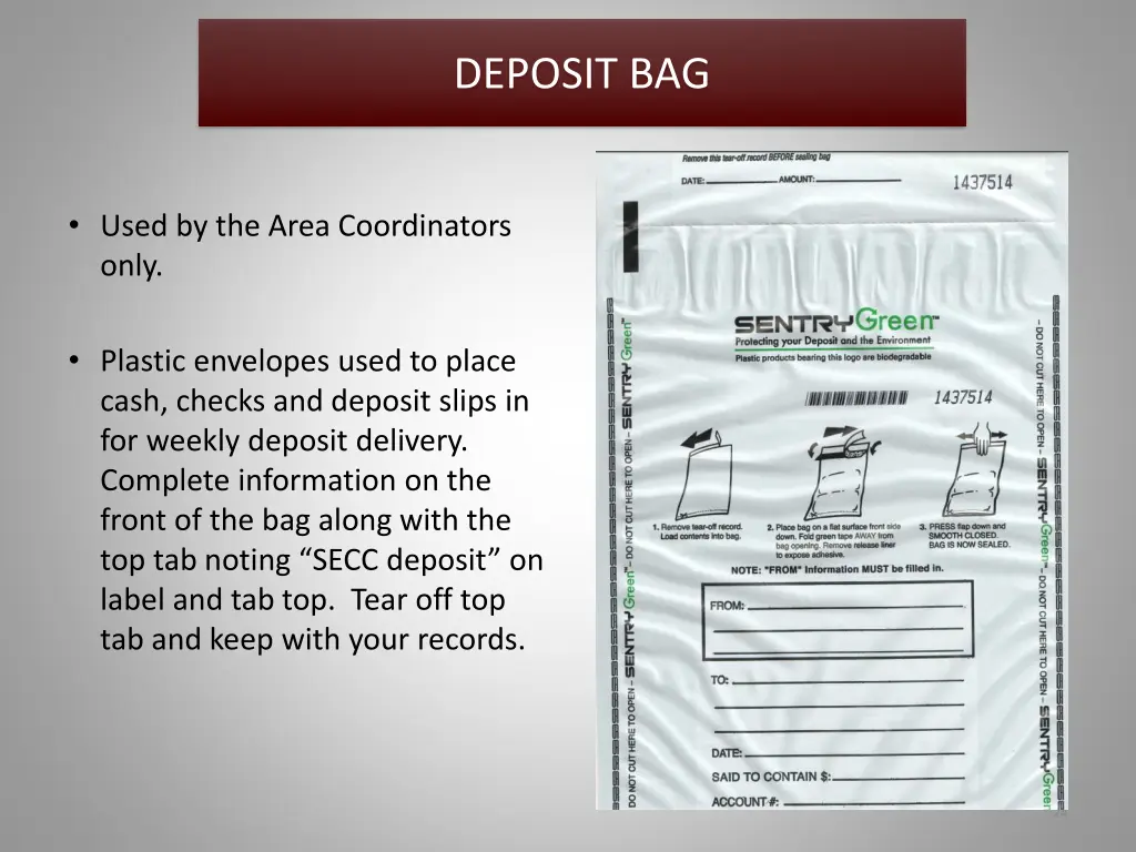 deposit bag