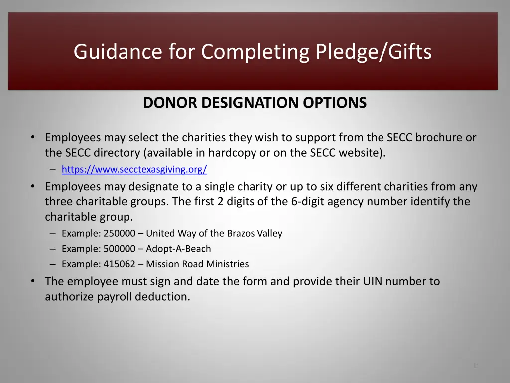 guidance for completing pledge gifts