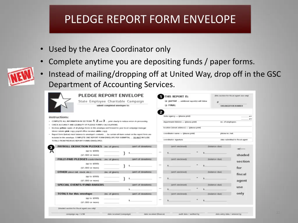 pledge report form envelope