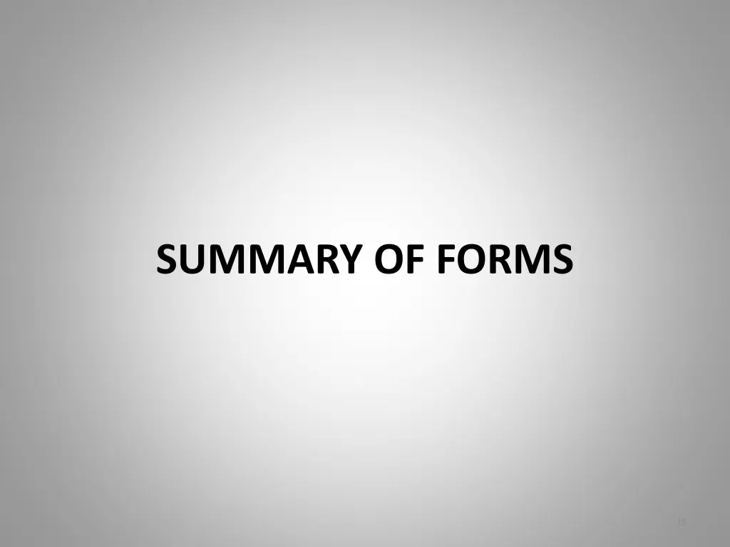 summary of forms