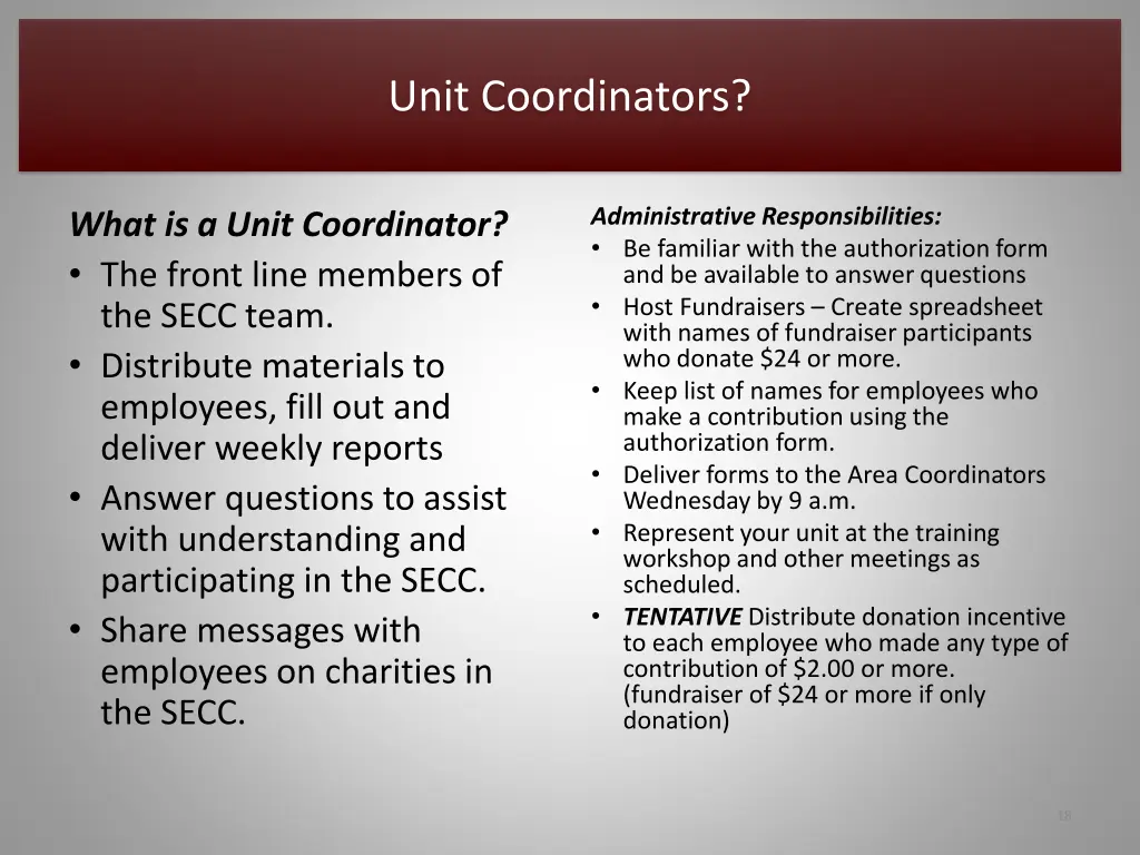 unit coordinators