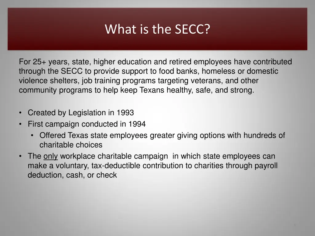 what is the secc