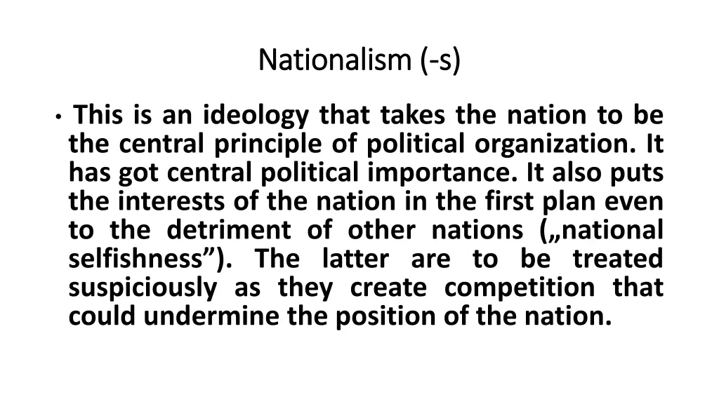 nationalism nationalism s s