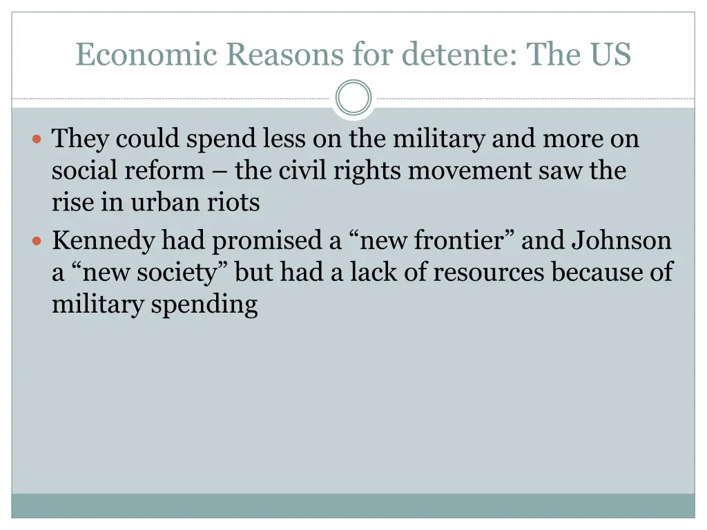 economic reasons for detente the us