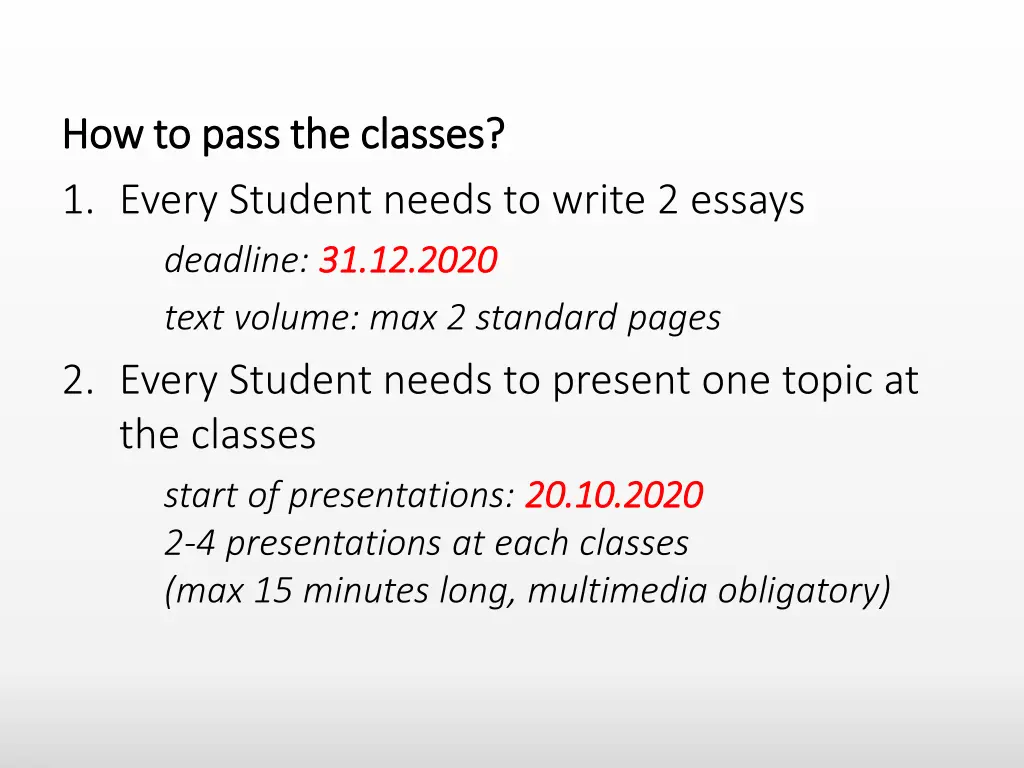 how to pass the how to pass the classes 1 every