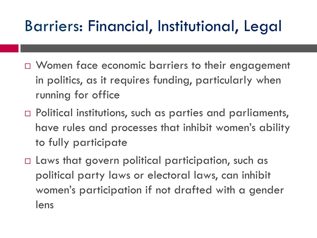 barriers financial institutional legal