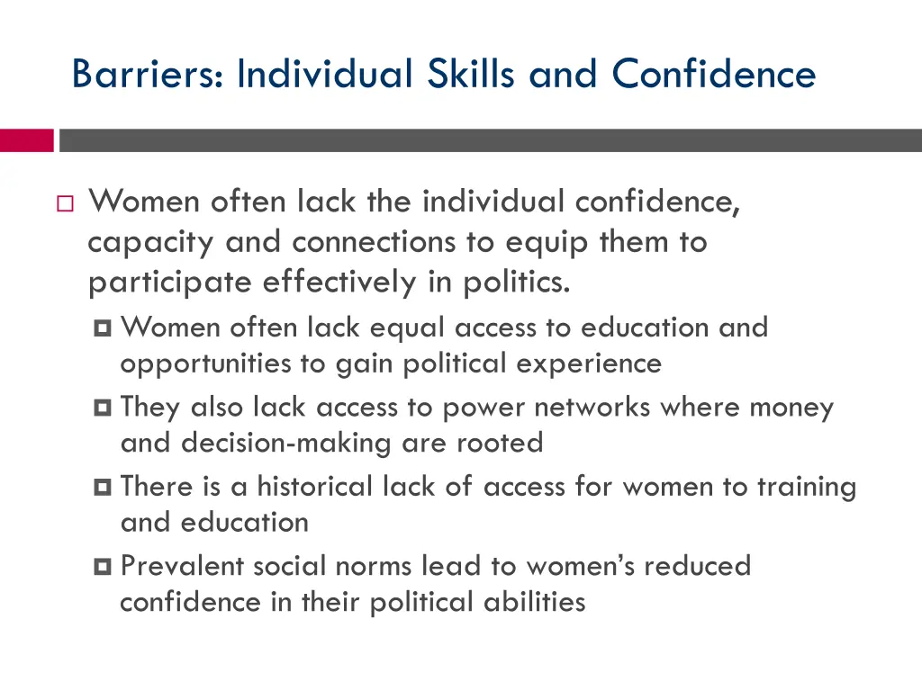 barriers individual skills and confidence