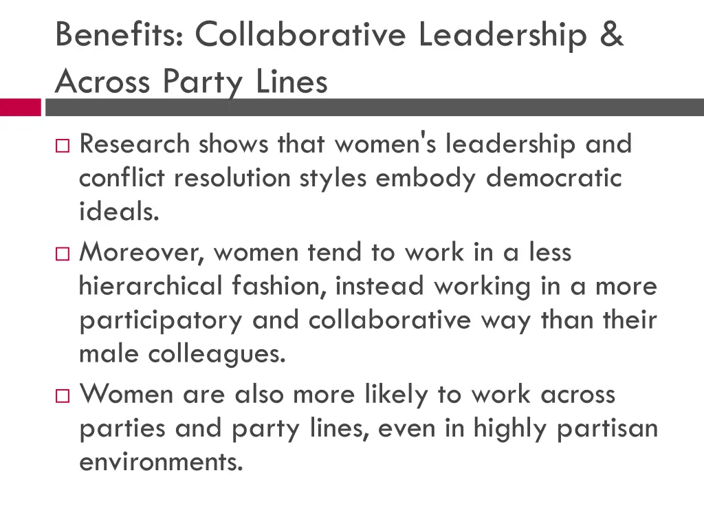 benefits collaborative leadership across party