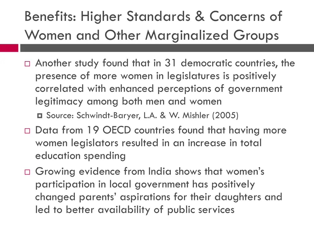 benefits higher standards concerns of women 1