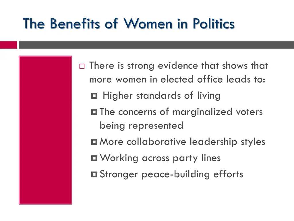 the benefits of women in politics