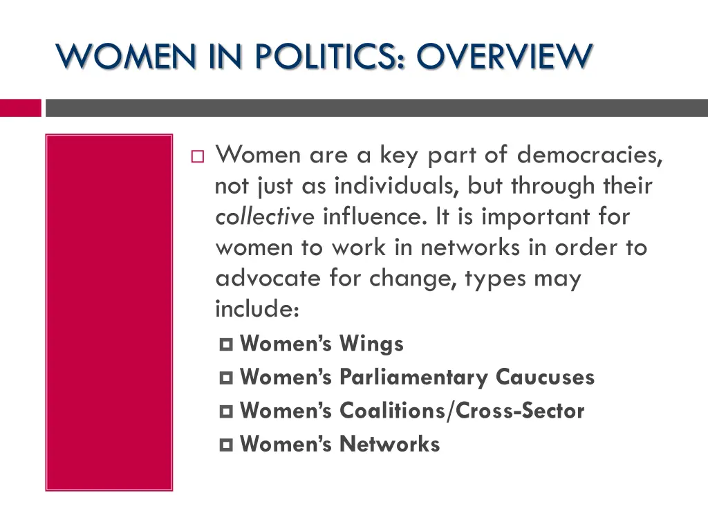 women in politics overview 1