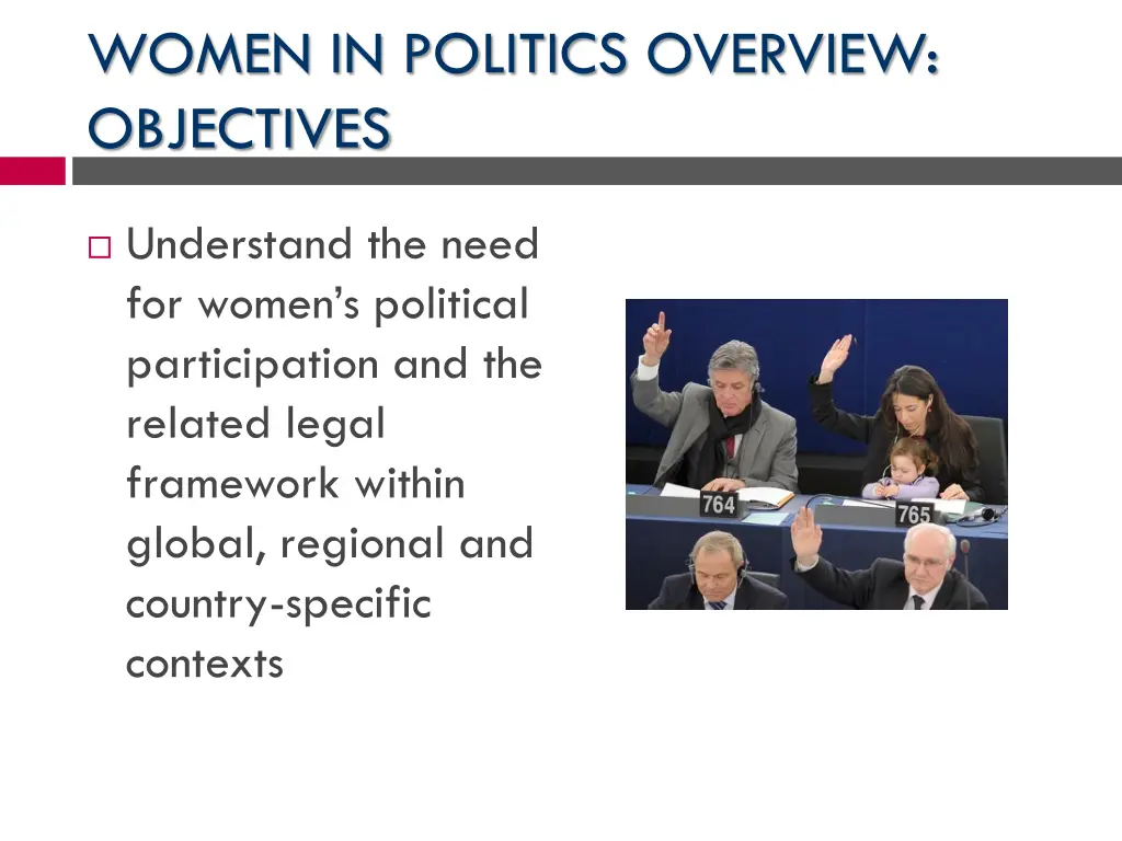 women in politics overview objectives