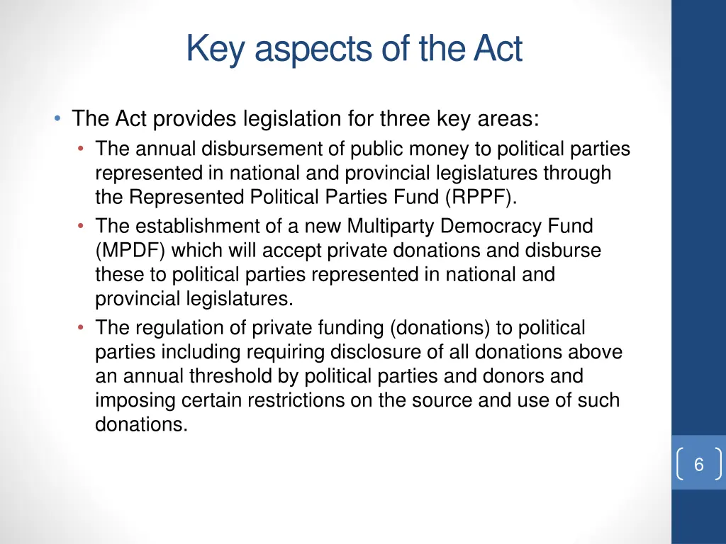 key aspects of the act