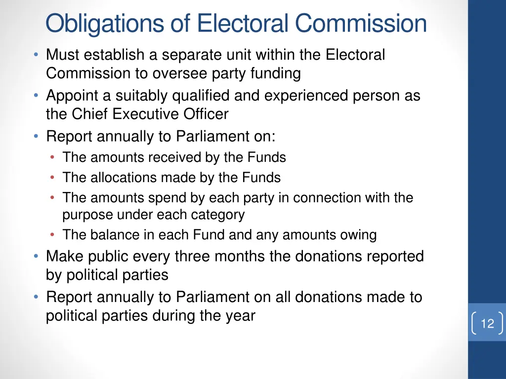 obligations of electoral commission