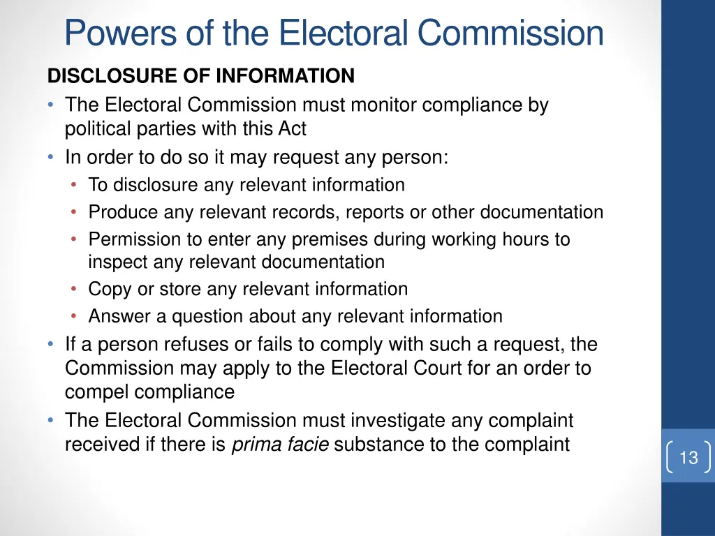 powers of the electoral commission