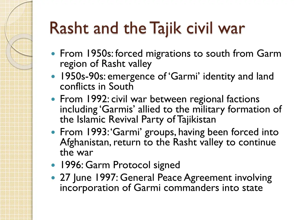 rasht and the tajik civil war