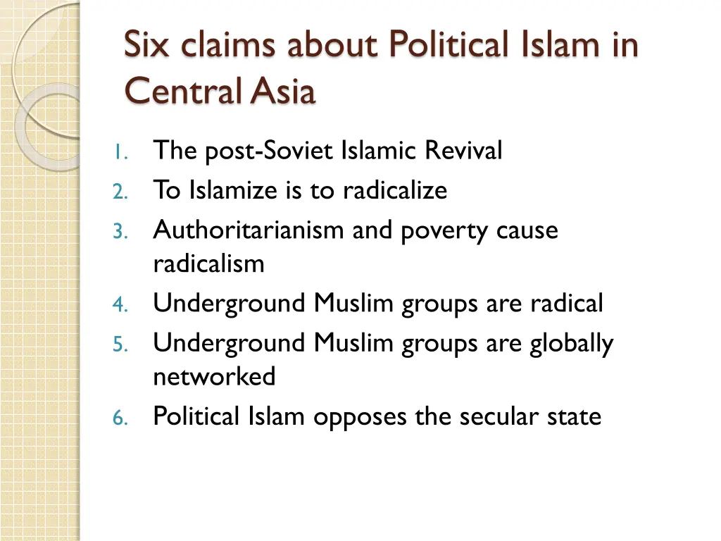 six claims about political islam in central asia