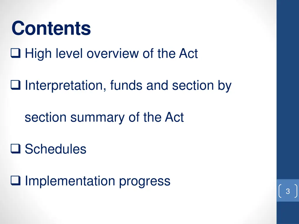 contents high level overview of the act