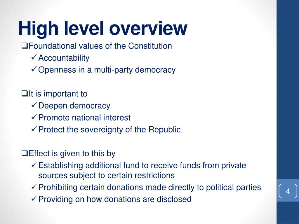 high level overview foundational values