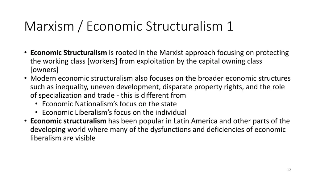 marxism economic structuralism 1