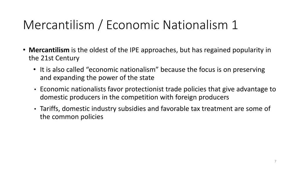 mercantilism economic nationalism 1