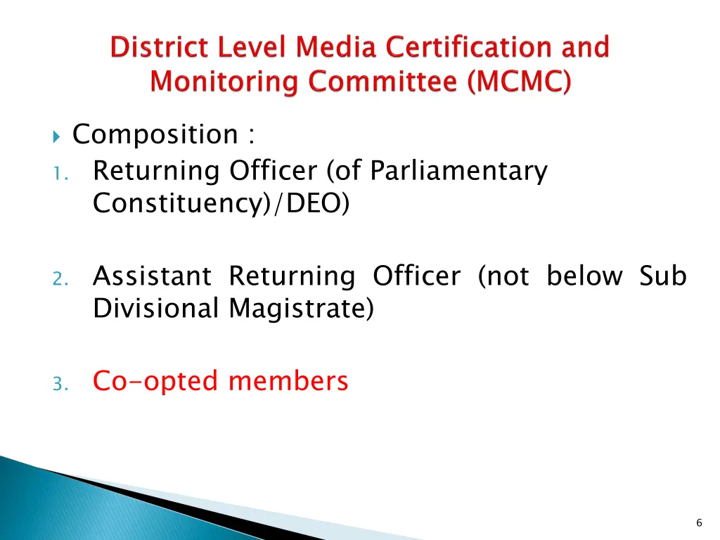 composition 1 returning officer of parliamentary